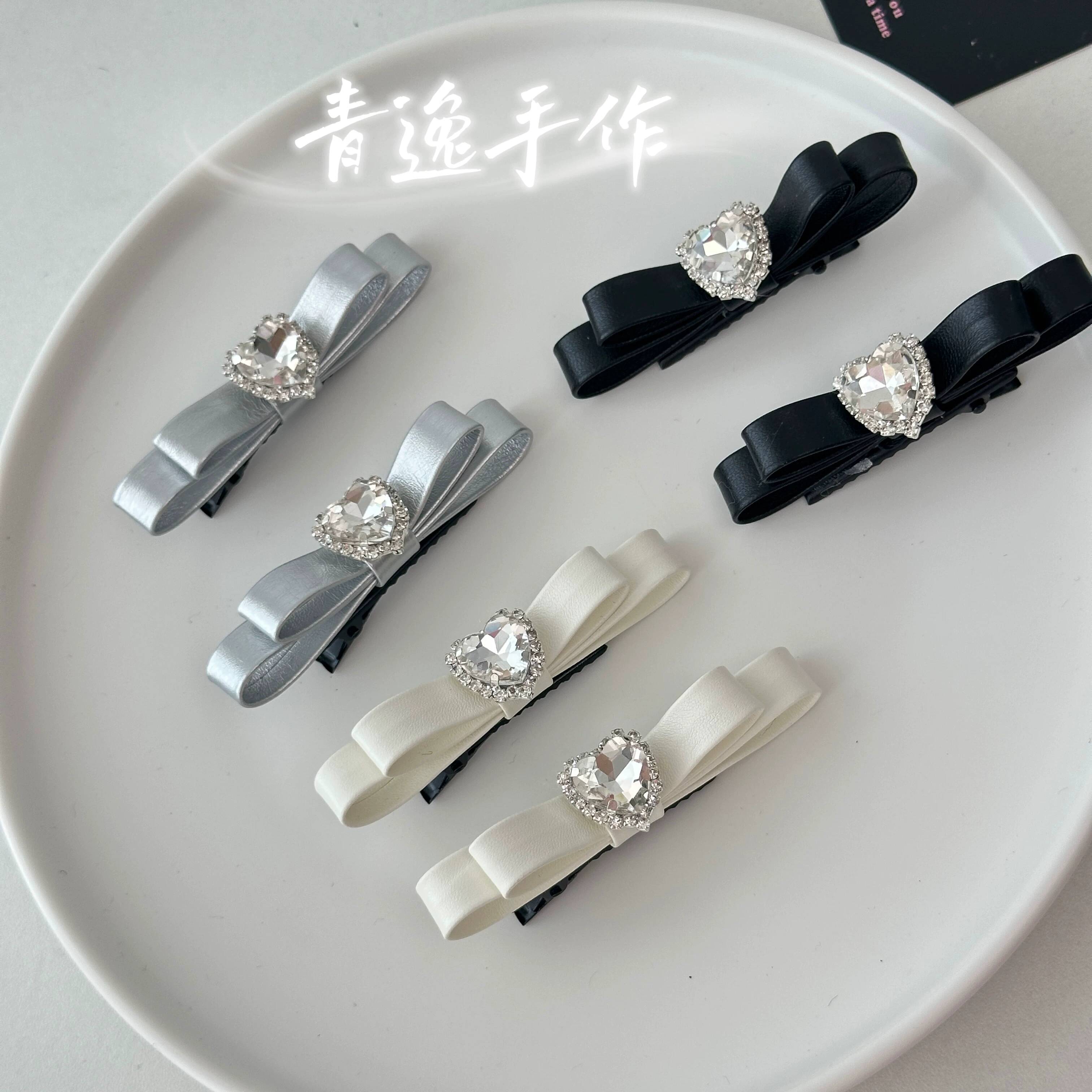 Hair Clips - Landmine Style Lace-style Heart-shaped Rhinestone Hair