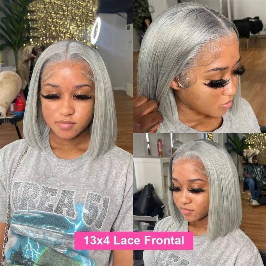 Sliver Grey Bob Straight Human - огляд і ціна Glueless Wear And Go Human Hair Wig